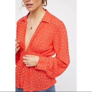 Free People Collette Coral Top